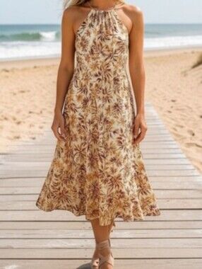 Joie Floral Halter Maxi Dress Large NEW